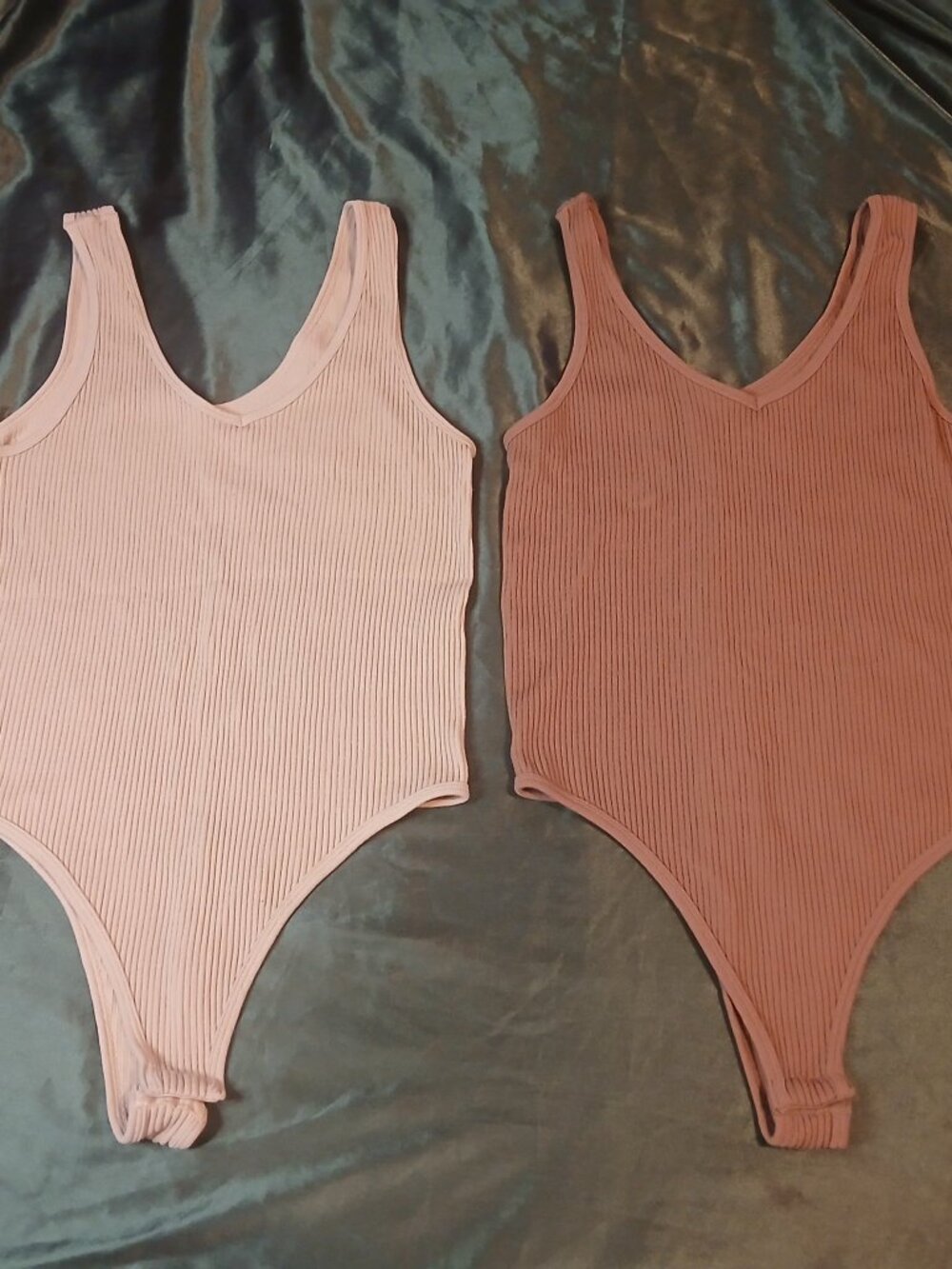 Gypsy + Jade Ribbed Tank Bodysuits 2-Pack – Beige & Terracotta – L/XL